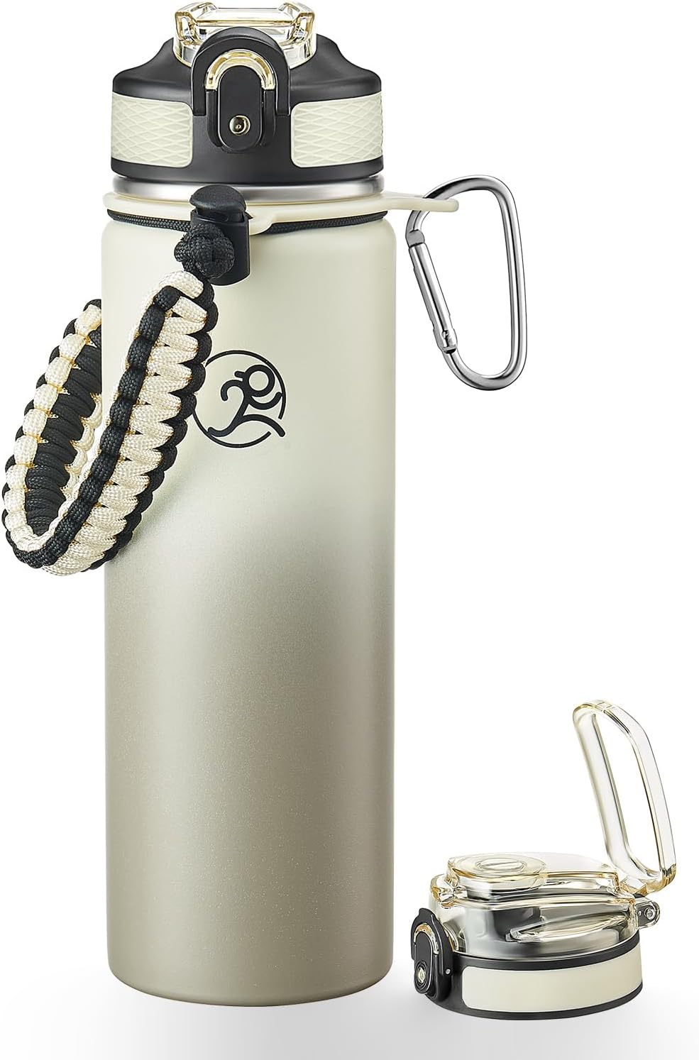 24oz Insulated Stainless Steel Travel Water Bottle, 2 Lids