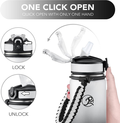 24oz Insulated Stainless Steel Travel Water Bottle, 2 Lids
