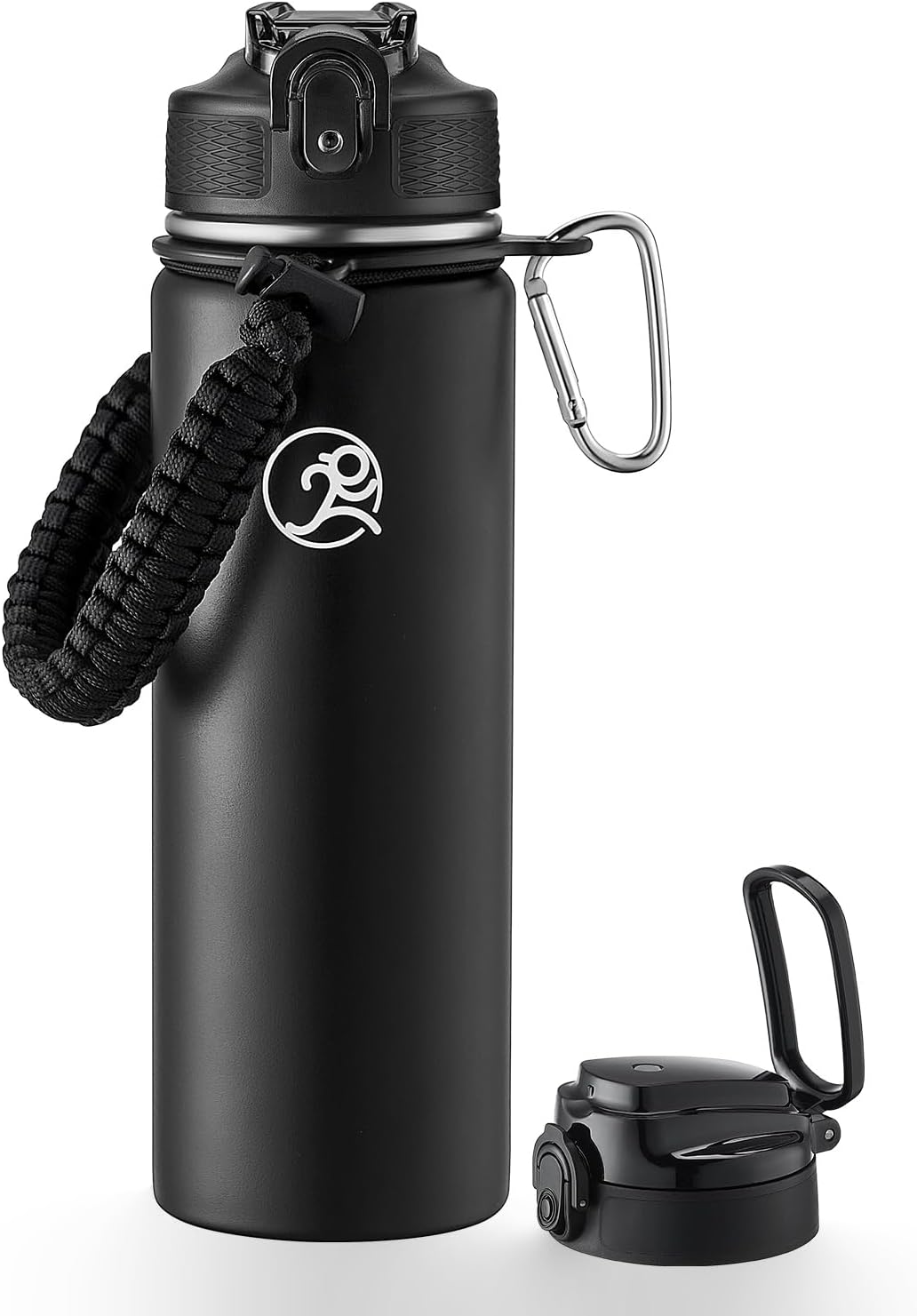 24oz Insulated Stainless Steel Travel Water Bottle, 2 Lids