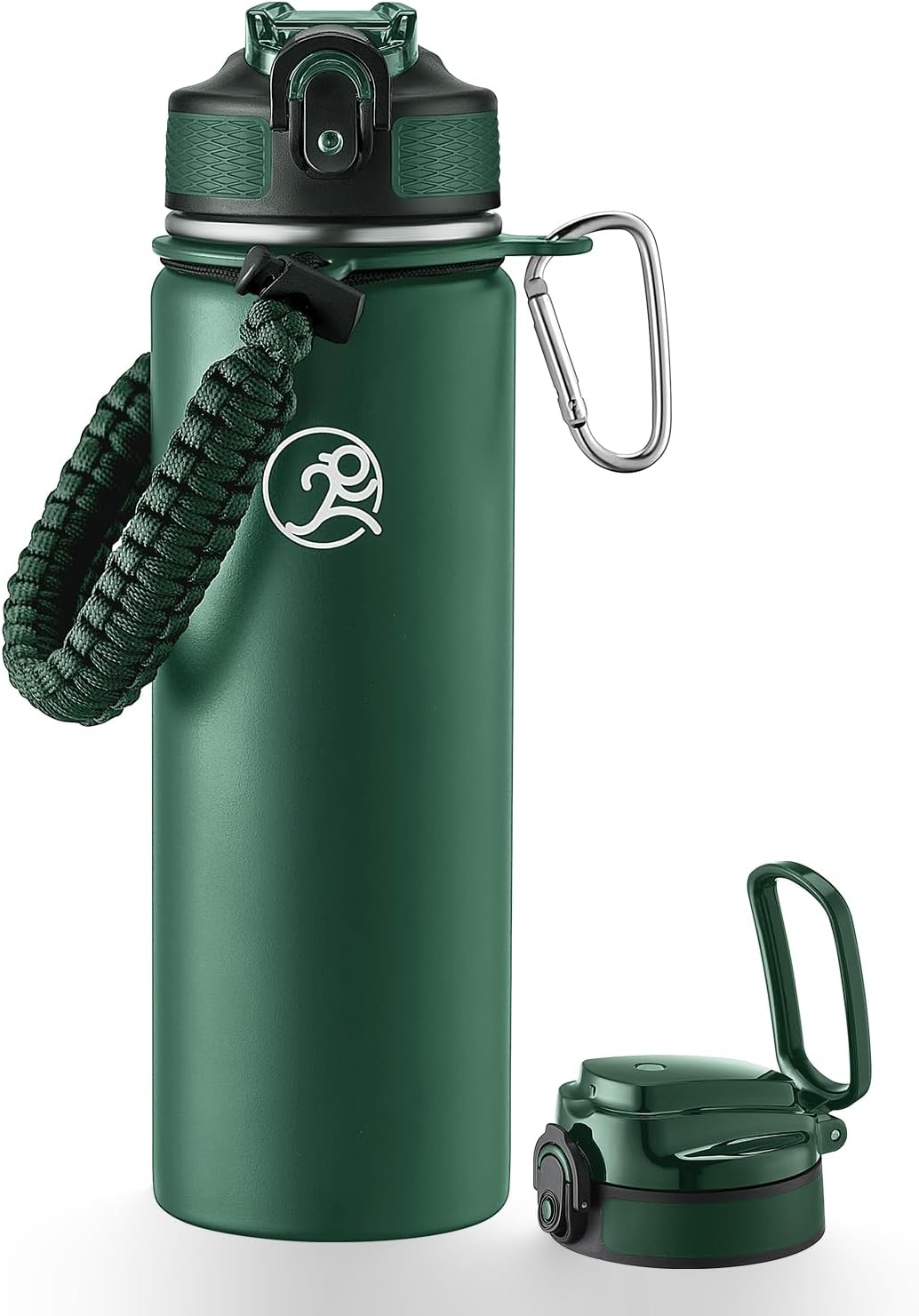 24oz Insulated Stainless Steel Travel Water Bottle, 2 Lids