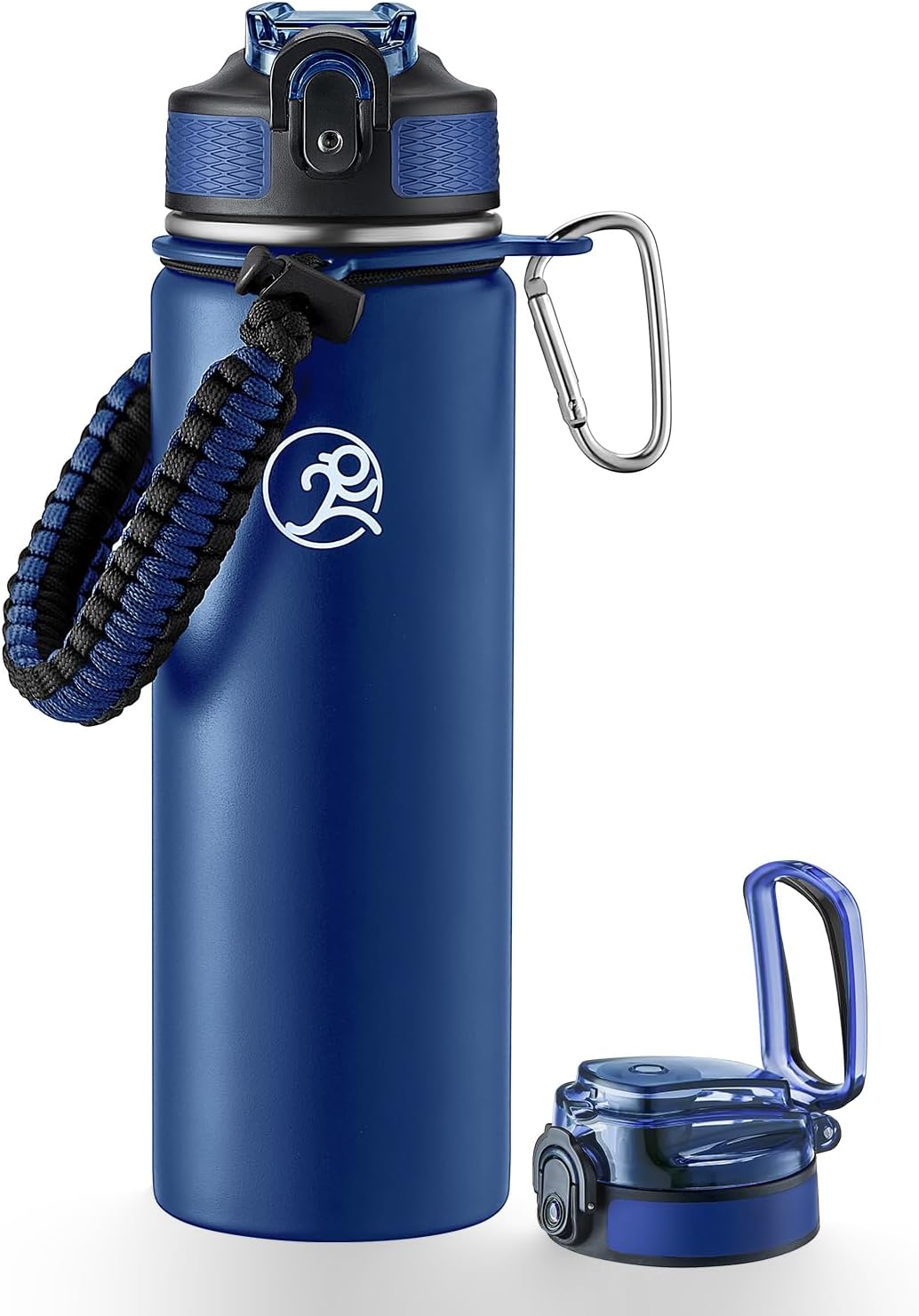 24oz Insulated Stainless Steel Travel Water Bottle, 2 Lids