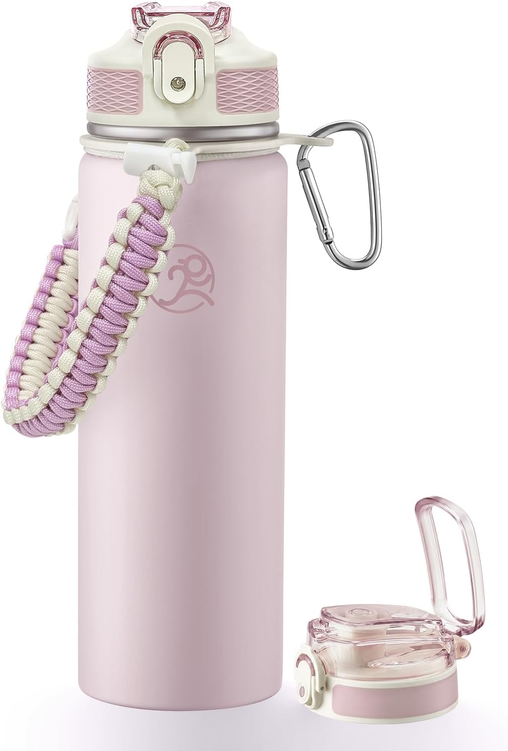 24oz Insulated Stainless Steel Travel Water Bottle, 2 Lids