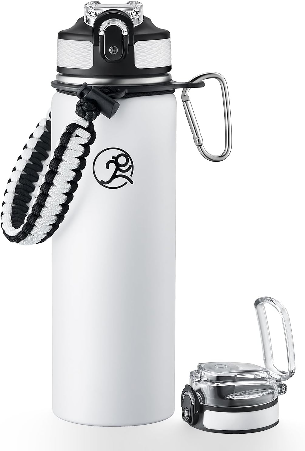 24oz Insulated Stainless Steel Travel Water Bottle, 2 Lids