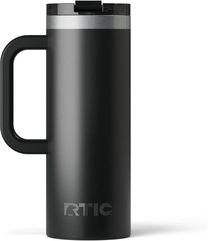 20oz Road Trip Travel Mug with Lid and Handle, Ceramic Lined, Black