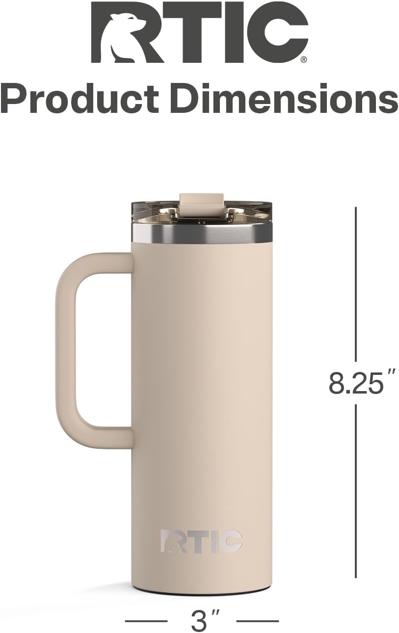20oz Road Trip Travel Mug with Lid and Handle, Ceramic Lined, Black