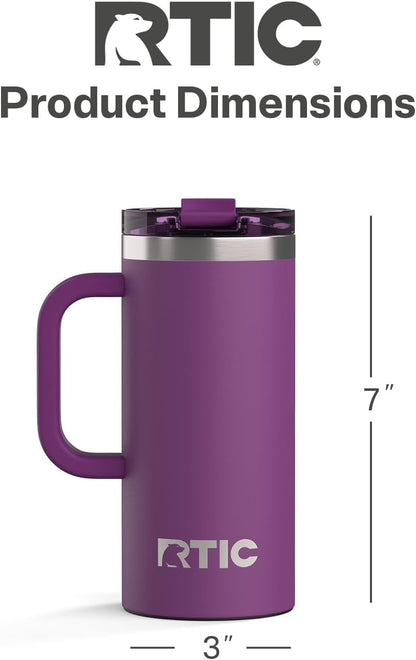 20oz Road Trip Travel Mug with Lid and Handle, Ceramic Lined, Black