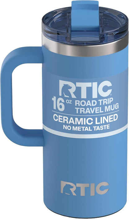 20oz Road Trip Travel Mug with Lid and Handle, Ceramic Lined, Black