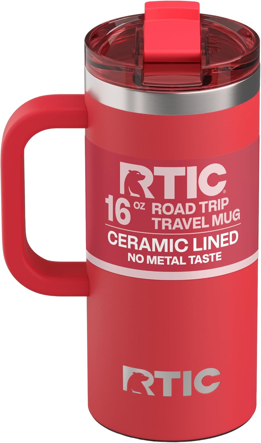 20oz Road Trip Travel Mug with Lid and Handle, Ceramic Lined, Black