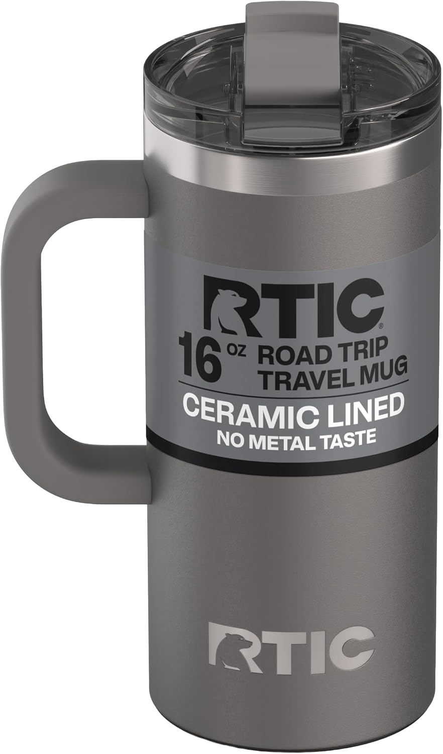 20oz Road Trip Travel Mug with Lid and Handle, Ceramic Lined, Black