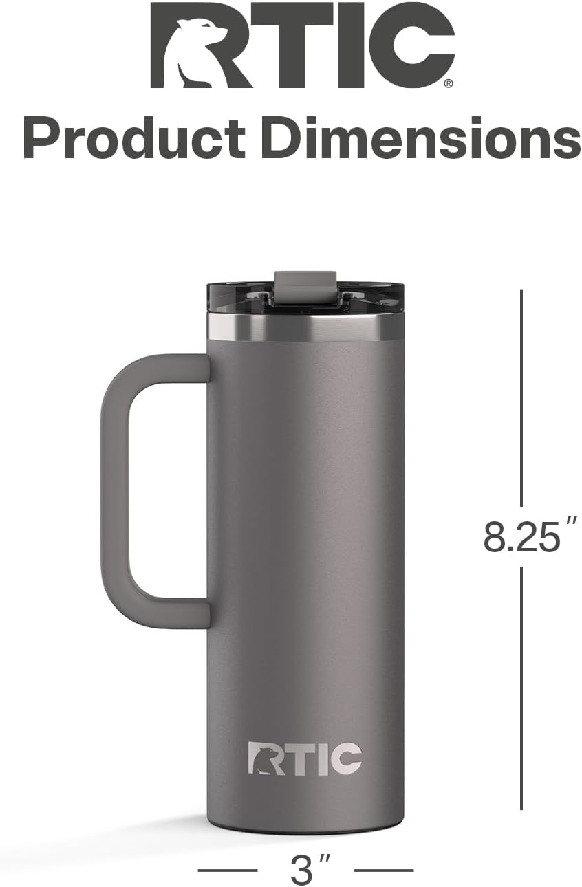 20oz Road Trip Travel Mug with Lid and Handle, Ceramic Lined, Black