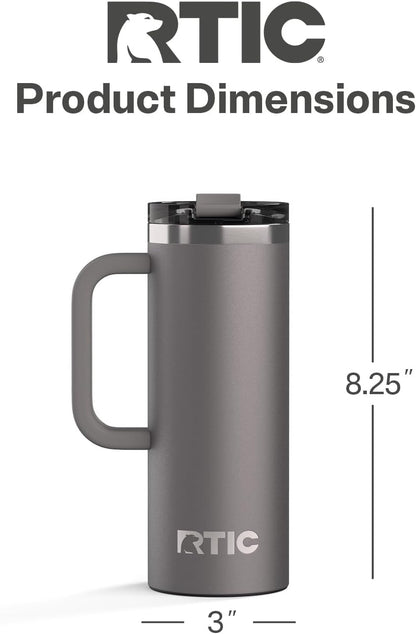 20oz Road Trip Travel Mug with Lid and Handle, Ceramic Lined, Black