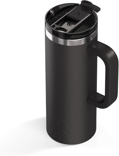 20oz Road Trip Travel Mug with Lid and Handle, Ceramic Lined, Black