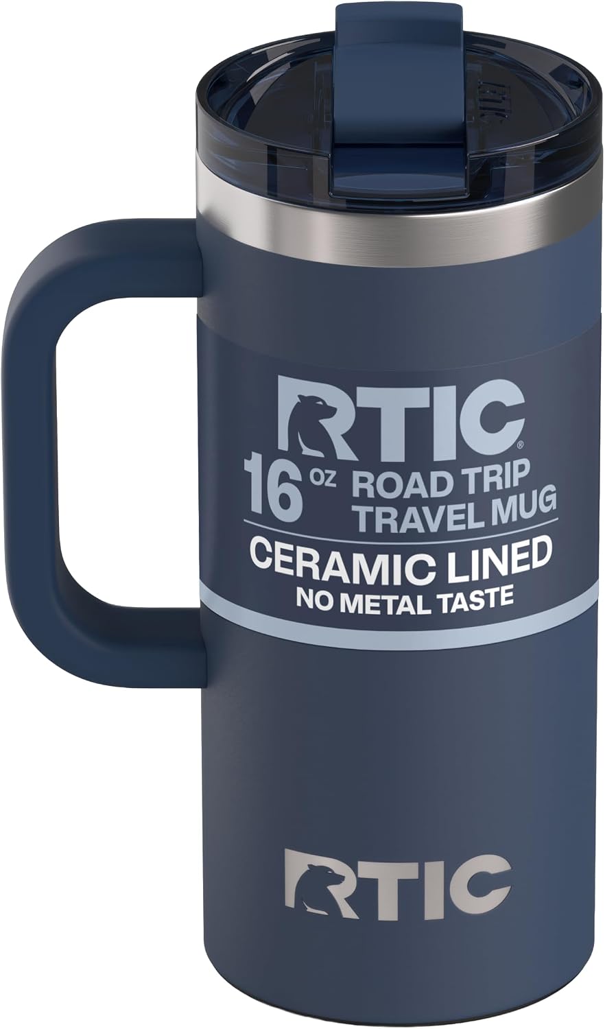 20oz Road Trip Travel Mug with Lid and Handle, Ceramic Lined, Black