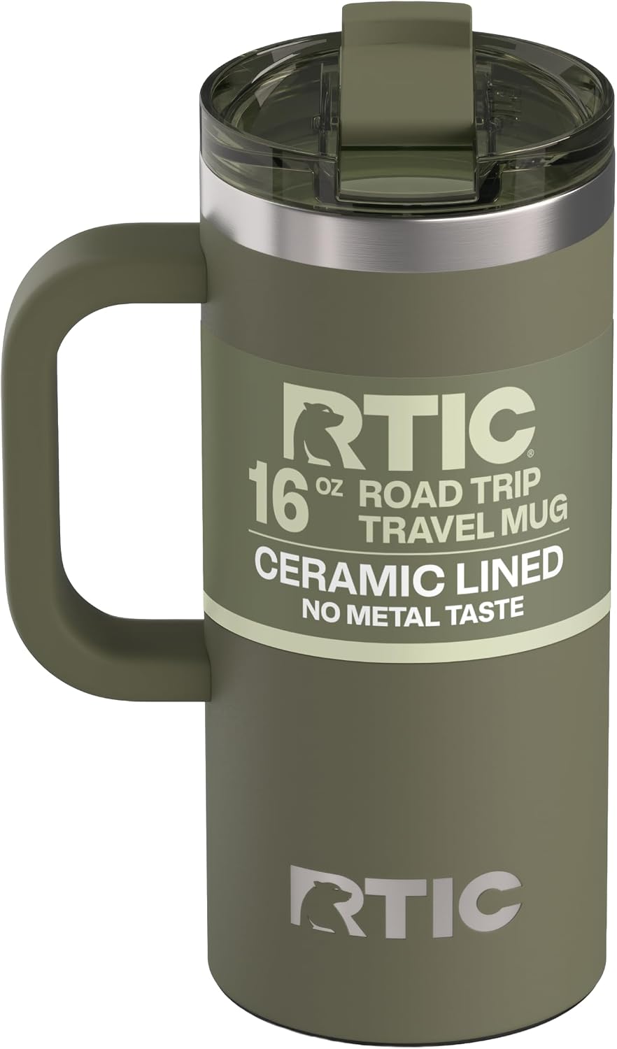 20oz Road Trip Travel Mug with Lid and Handle, Ceramic Lined, Black
