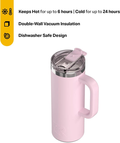 20oz Road Trip Travel Mug with Lid and Handle, Ceramic Lined, Black