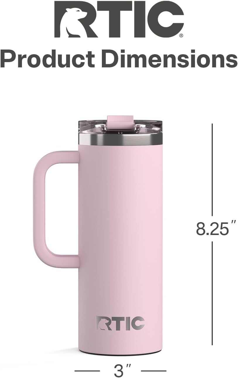 20oz Road Trip Travel Mug with Lid and Handle, Ceramic Lined, Black