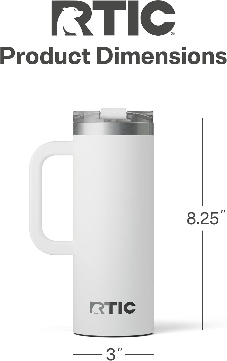 20oz Road Trip Travel Mug with Lid and Handle, Ceramic Lined, Black