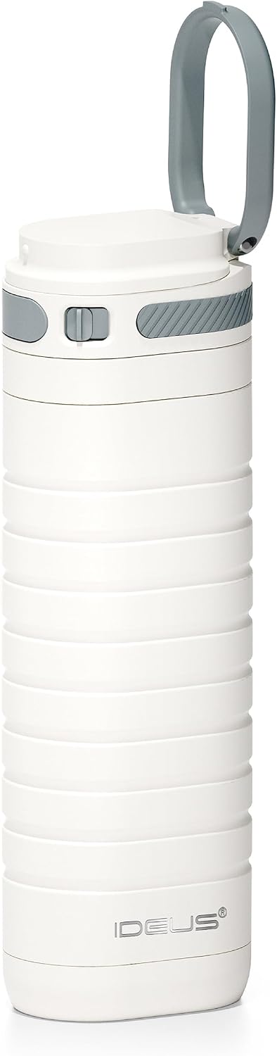 Insulated Stainless Steel Water Bottle 14 oz Lockable Lid & Leakproof Travel Coffee Mug for Hot/Cold Beverages Fits Most Cup Holder (Black)