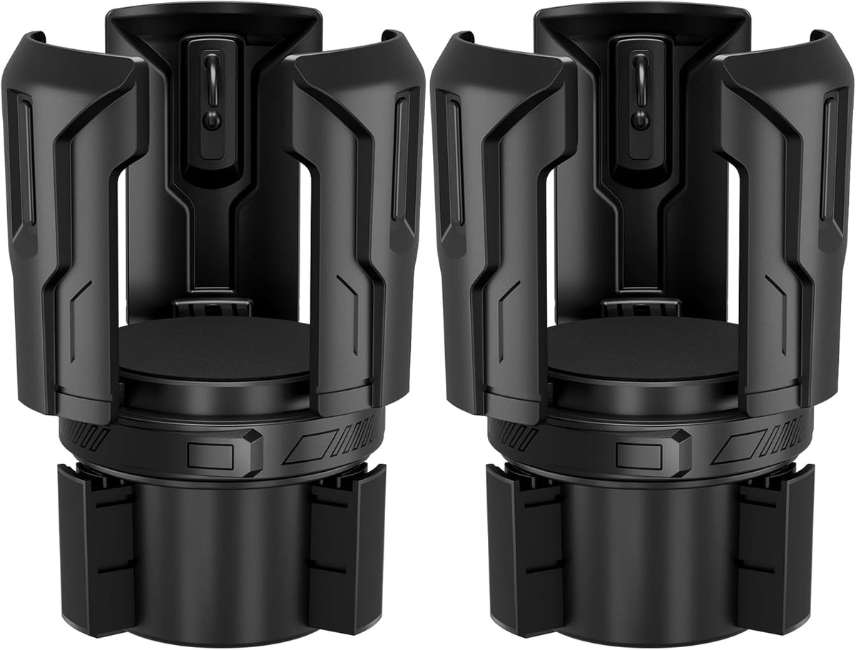 Cup Holder Expander (Adjustable Holder & Base, Auto-Fit Hold, One Button Open), Car Cup Holder Expander for Yeti, Hydro Flask, Nalgene, Owala, Bottles in 2.6"- 4.8" (Black)