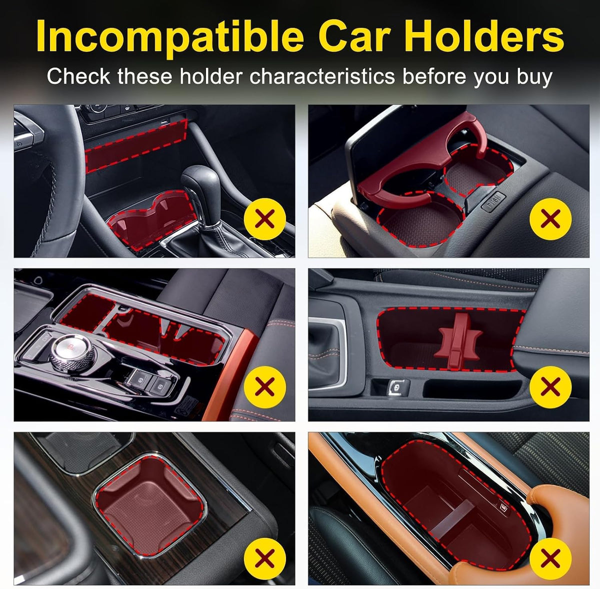 Cup Holder Expander (Adjustable Holder & Base, Auto-Fit Hold, One Button Open), Car Cup Holder Expander for Yeti, Hydro Flask, Nalgene, Owala, Bottles in 2.6"- 4.8" (Black)
