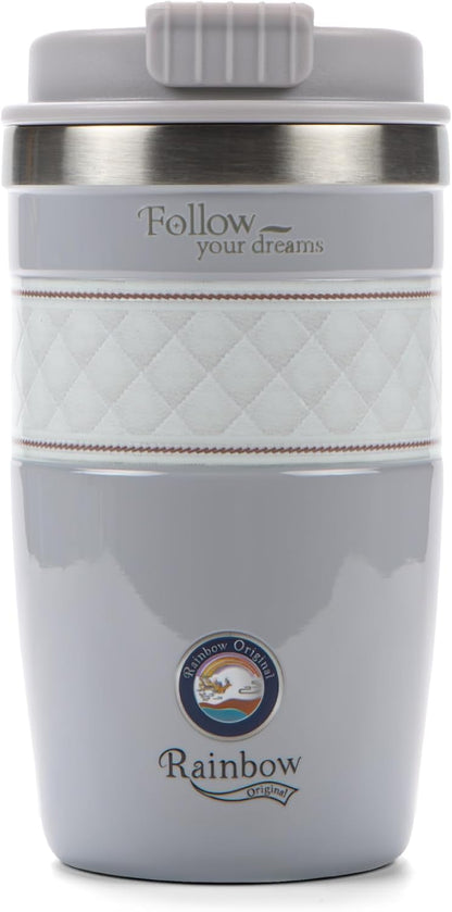 13 oz Travel Coffee Tumbler – 6H hot / 12H cold, Mig-White | 18/10 Stainless Steel, double wall vacuum insulation, keeps hot 6h & cold 12h, BPA free, ideal for office, camping, commutes
