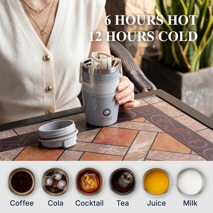 13 oz Travel Coffee Tumbler – 6H hot / 12H cold, Mig-White | 18/10 Stainless Steel, double wall vacuum insulation, keeps hot 6h & cold 12h, BPA free, ideal for office, camping, commutes