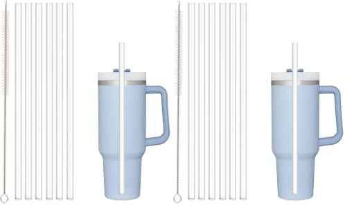 Replacement Straw Compatible with Stanley 40 oz 30 oz Cup Tumbler, 6 Pack Reusable Straw with Cleaning Brush, Plastic, Clear