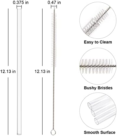 Replacement Straw Compatible with Stanley 40 oz 30 oz Cup Tumbler, 6 Pack Reusable Straw with Cleaning Brush, Plastic, Clear