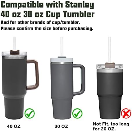 Replacement Straw Compatible with Stanley 40 oz 30 oz Cup Tumbler, 6 Pack Reusable Straw with Cleaning Brush, Plastic, Clear