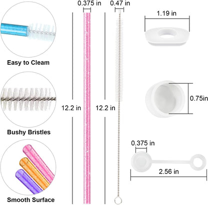 Replacement Straw Compatible with Stanley 40 oz 30 oz Cup Tumbler, 6 Pack Reusable Straw with Cleaning Brush, Plastic, Clear