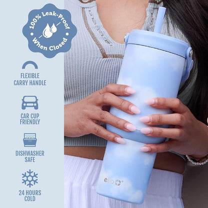 Oasis Go+ 26oz Insulated Stainless Steel Tumbler with Straw, Rasberry
