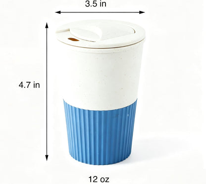 College Student Water Bottle - Leakproof Tumbler for Backpack Side Pocket - Insulated Wheat Straw Cup for Campus, Dorm & Study Sessions (blue)