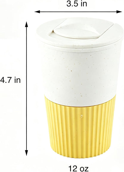 College Student Water Bottle - Leakproof Tumbler for Backpack Side Pocket - Insulated Wheat Straw Cup for Campus, Dorm & Study Sessions (blue)