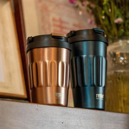 Stainless Steel Portable Tumbler with Flip Lid,Travel Mug with Concealed Carry Handle, Leakproof Insulated Coffee Cup (BLUE, 17 OZ)