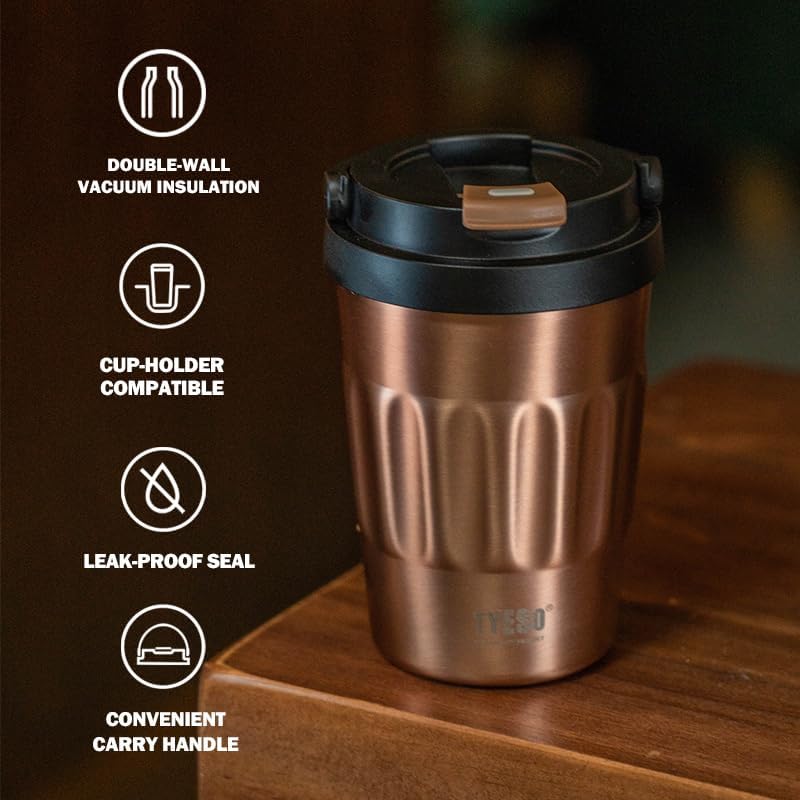 Stainless Steel Portable Tumbler with Flip Lid,Travel Mug with Concealed Carry Handle, Leakproof Insulated Coffee Cup (BLUE, 17 OZ)