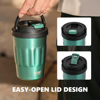 Stainless Steel Portable Tumbler with Flip Lid,Travel Mug with Concealed Carry Handle, Leakproof Insulated Coffee Cup (BLUE, 17 OZ)