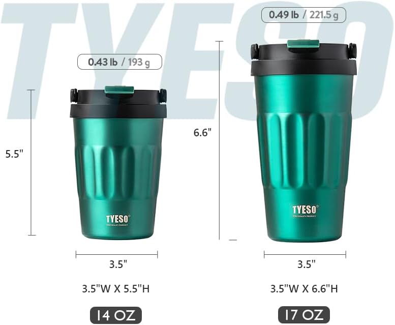 Stainless Steel Portable Tumbler with Flip Lid,Travel Mug with Concealed Carry Handle, Leakproof Insulated Coffee Cup (BLUE, 17 OZ)