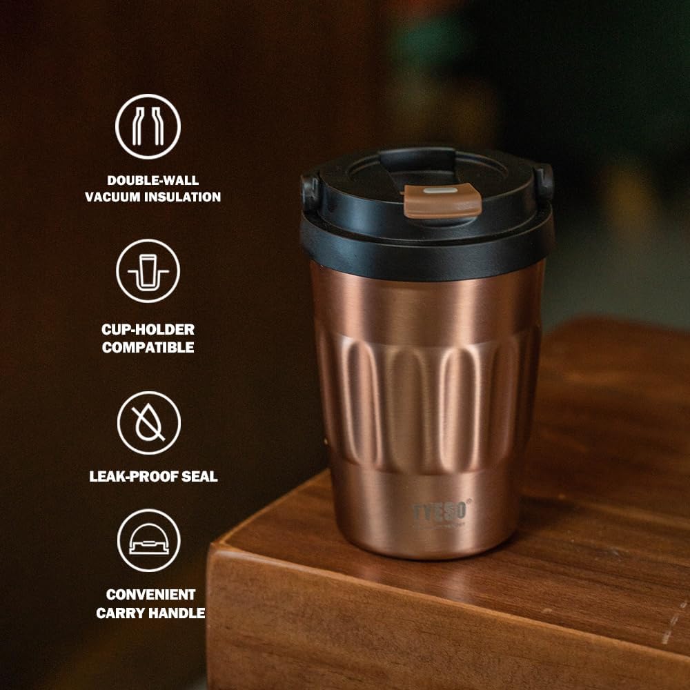 Stainless Steel Portable Tumbler with Flip Lid,Travel Mug with Concealed Carry Handle, Leakproof Insulated Coffee Cup (BLUE, 17 OZ)