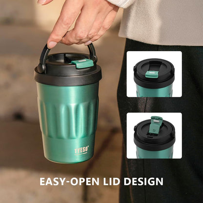 Stainless Steel Portable Tumbler with Flip Lid,Travel Mug with Concealed Carry Handle, Leakproof Insulated Coffee Cup (BLUE, 17 OZ)