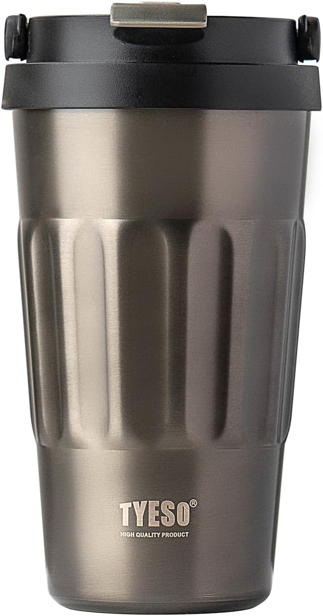 Stainless Steel Portable Tumbler with Flip Lid,Travel Mug with Concealed Carry Handle, Leakproof Insulated Coffee Cup (BLUE, 17 OZ)