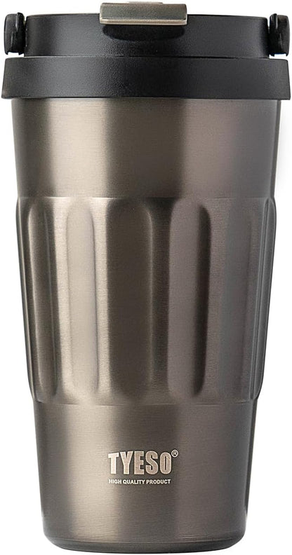 Stainless Steel Portable Tumbler with Flip Lid,Travel Mug with Concealed Carry Handle, Leakproof Insulated Coffee Cup (BLUE, 17 OZ)