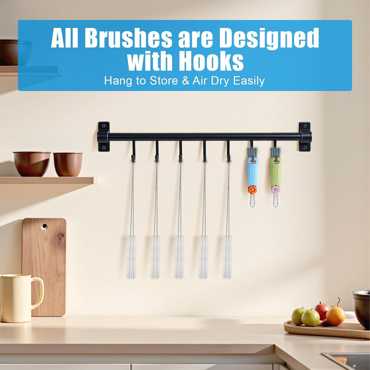 12 Pcs Multifunctional Cleaning Brush, 3-in-1 Lid Cleaning Brush Set