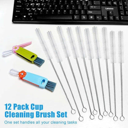 12 Pcs Multifunctional Cleaning Brush, 3-in-1 Lid Cleaning Brush Set