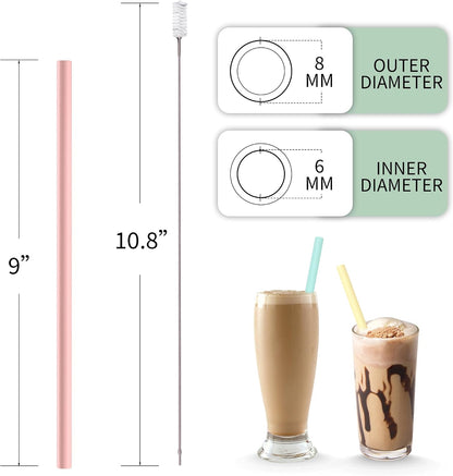 Silicone Reusable Straws with Case, Dishwasher Safe Travel Straw