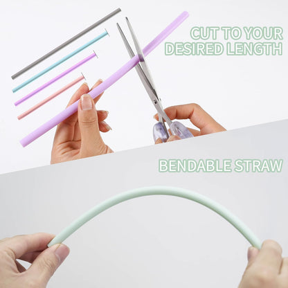 Silicone Reusable Straws with Case, Dishwasher Safe Travel Straw