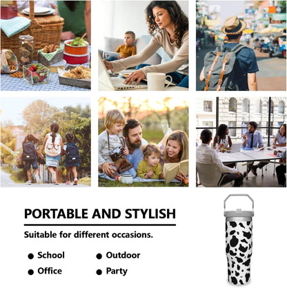 40 Oz Tumbler with Handle & Straw Lid - 304 Stainless Steel Insulated Coffee Mug, Cup Holder Friendly, Keeps Cold 9H Hot 3H for Travel Work Camping