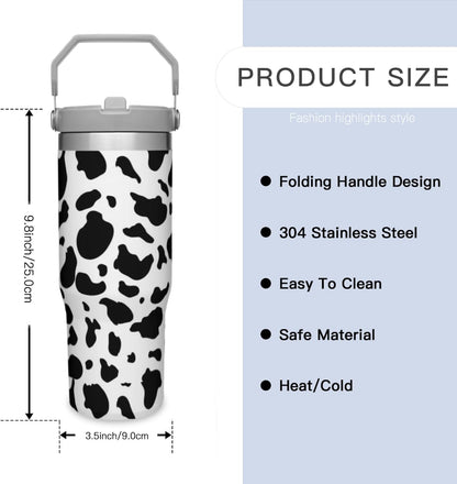 40 Oz Tumbler with Handle & Straw Lid - 304 Stainless Steel Insulated Coffee Mug, Cup Holder Friendly, Keeps Cold 9H Hot 3H for Travel Work Camping