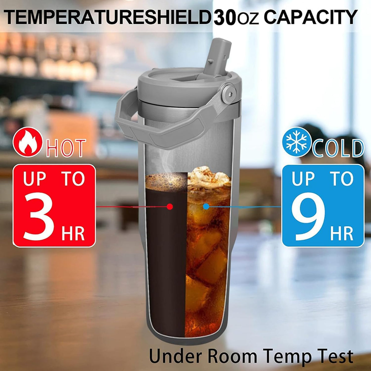 40 Oz Tumbler with Handle & Straw Lid - 304 Stainless Steel Insulated Coffee Mug, Cup Holder Friendly, Keeps Cold 9H Hot 3H for Travel Work Camping