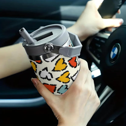 40 Oz Tumbler with Handle & Straw Lid - 304 Stainless Steel Insulated Coffee Mug, Cup Holder Friendly, Keeps Cold 9H Hot 3H for Travel Work Camping