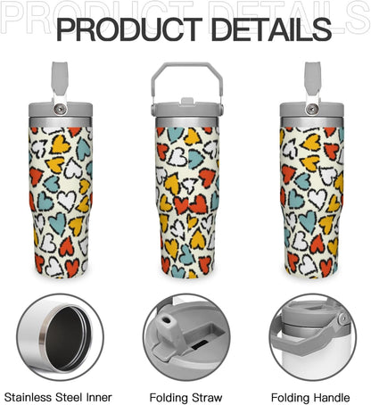 40 Oz Tumbler with Handle & Straw Lid - 304 Stainless Steel Insulated Coffee Mug, Cup Holder Friendly, Keeps Cold 9H Hot 3H for Travel Work Camping